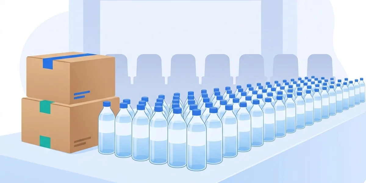 Minh hoạ nước suối chai nhỏ chuẩn bị cho sự kiện, hội nghị